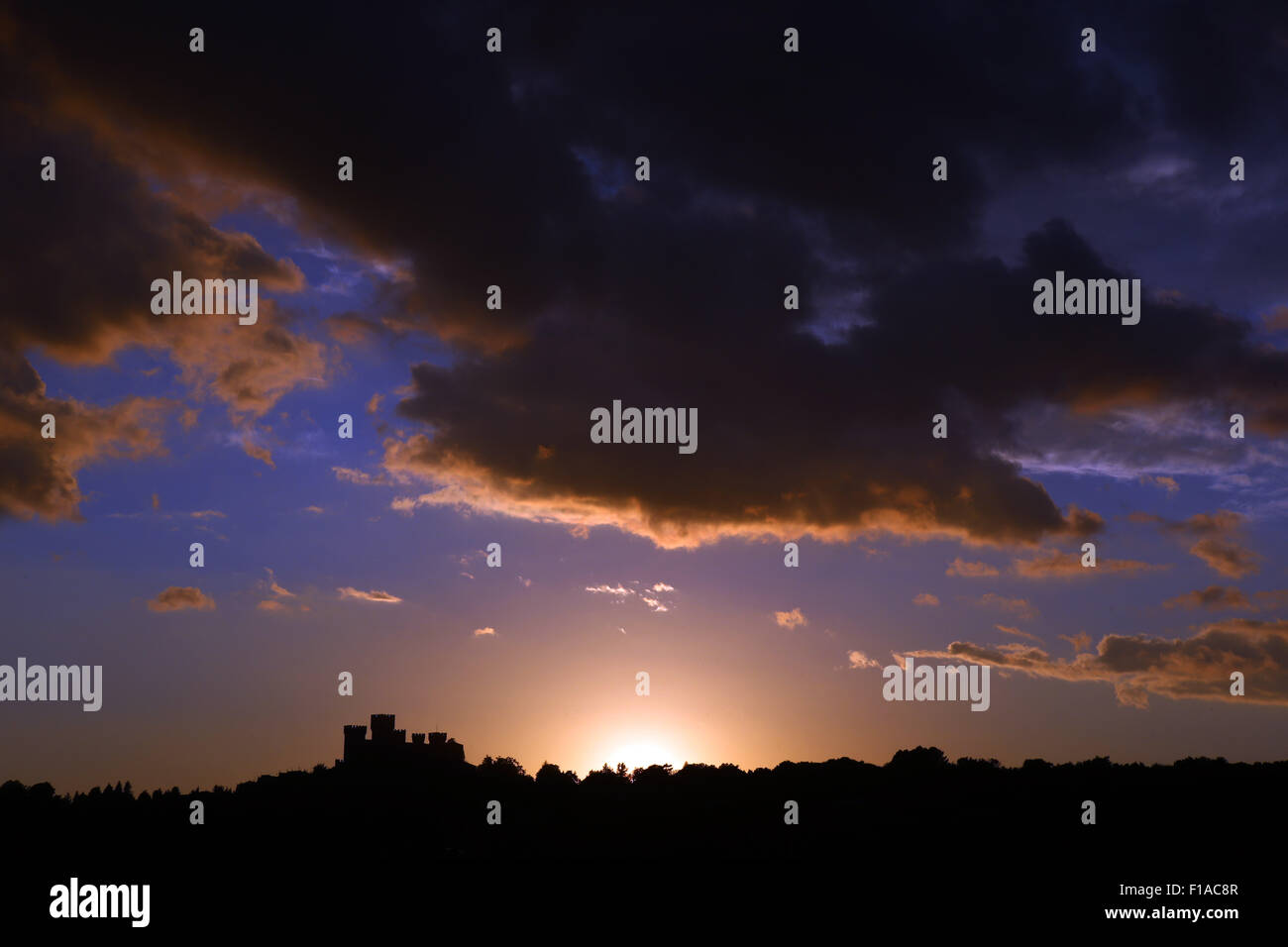 Torre Alfina, Italy, Silhouette, the Castello Torre Alfina at sunset Stock Photo