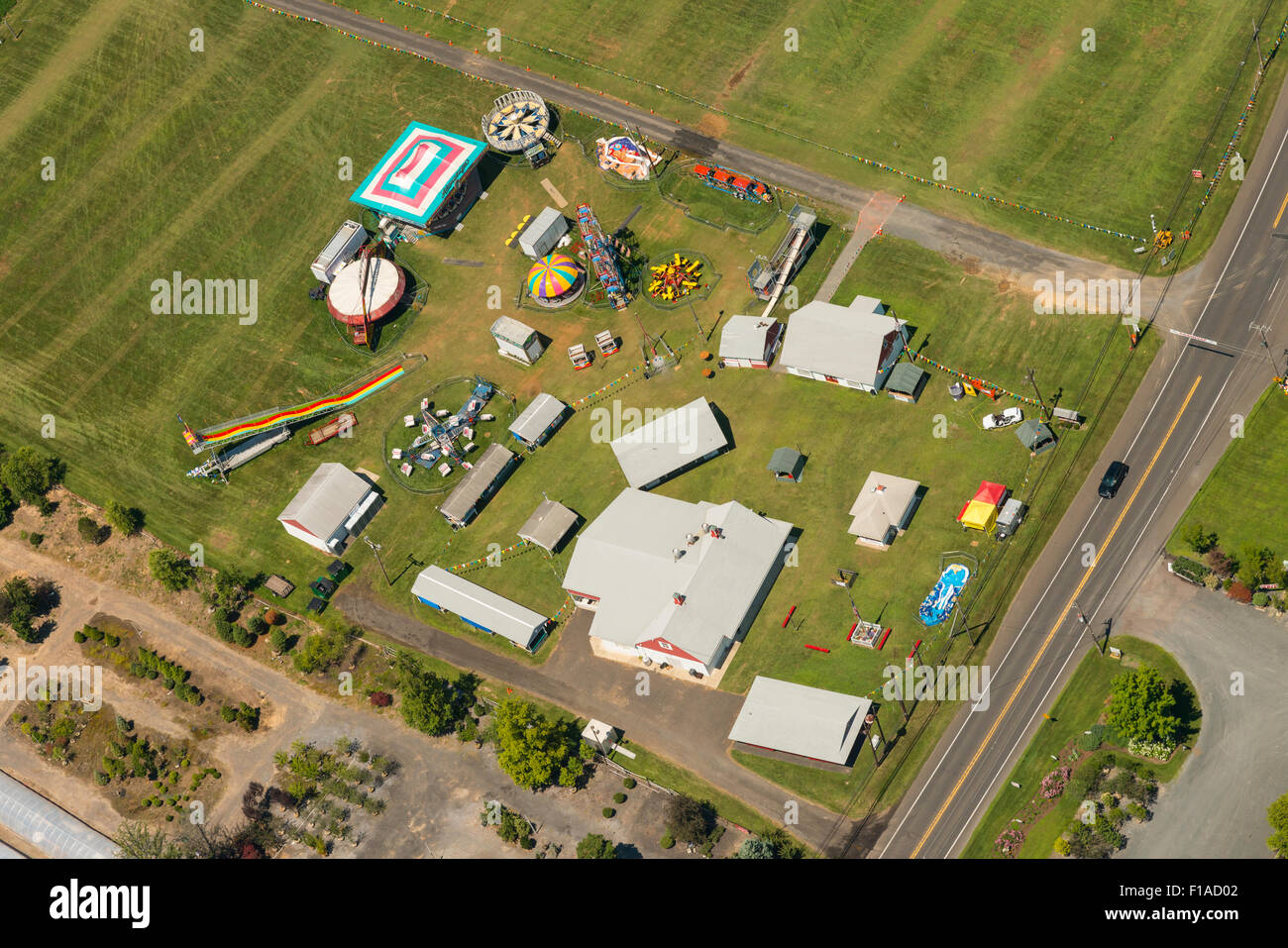 Aerial View Of Traveling Carnival, New Jersey USA Stock Photo