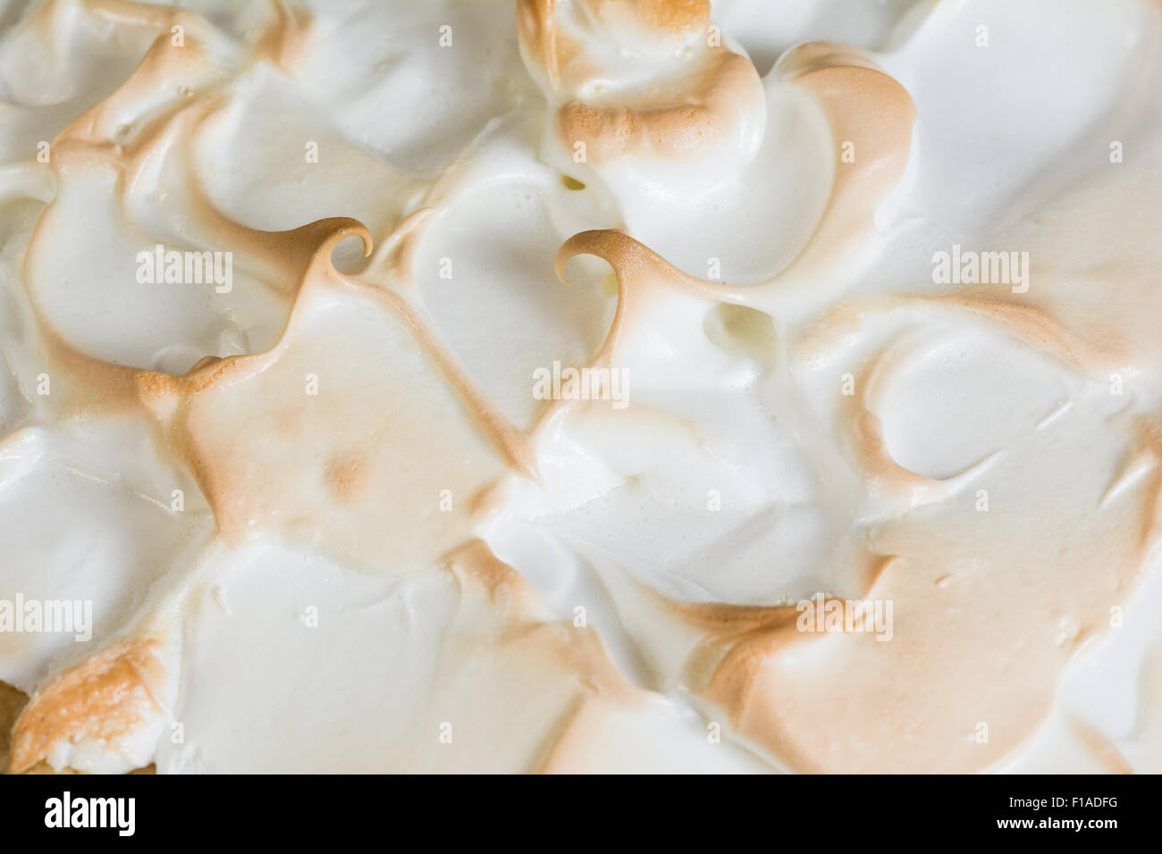 Macro close up of meringue topping Stock Photo