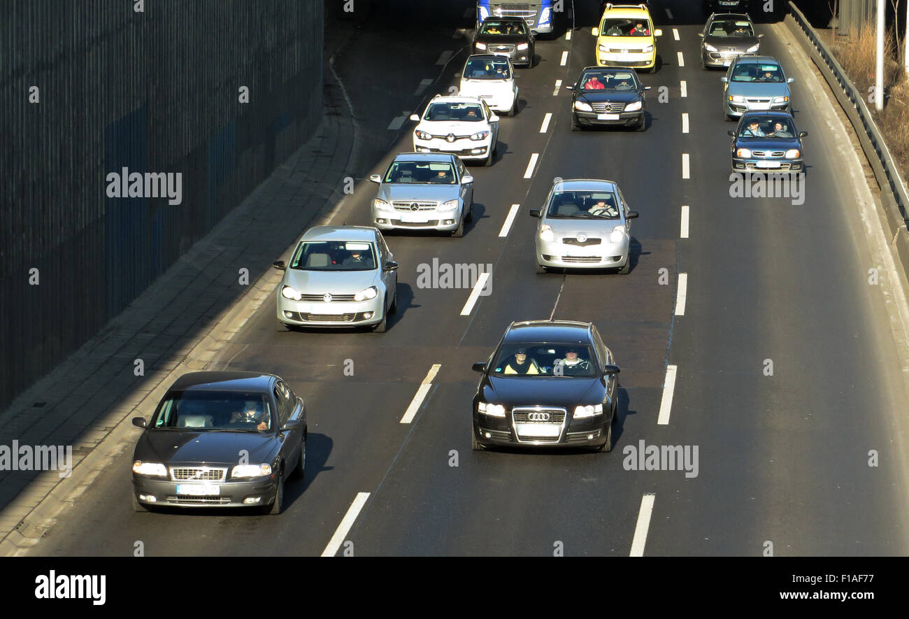 Berlin, Germany, Rush Hour on the A100 motorway in height Kaiserdamm Stock Photo