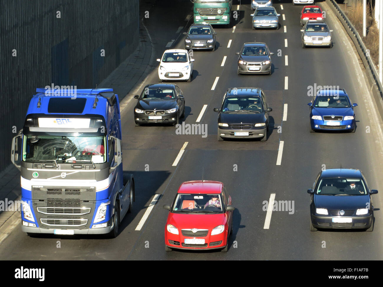 Berlin, Germany, Rush Hour on the A100 motorway in height Kaiserdamm Stock Photo