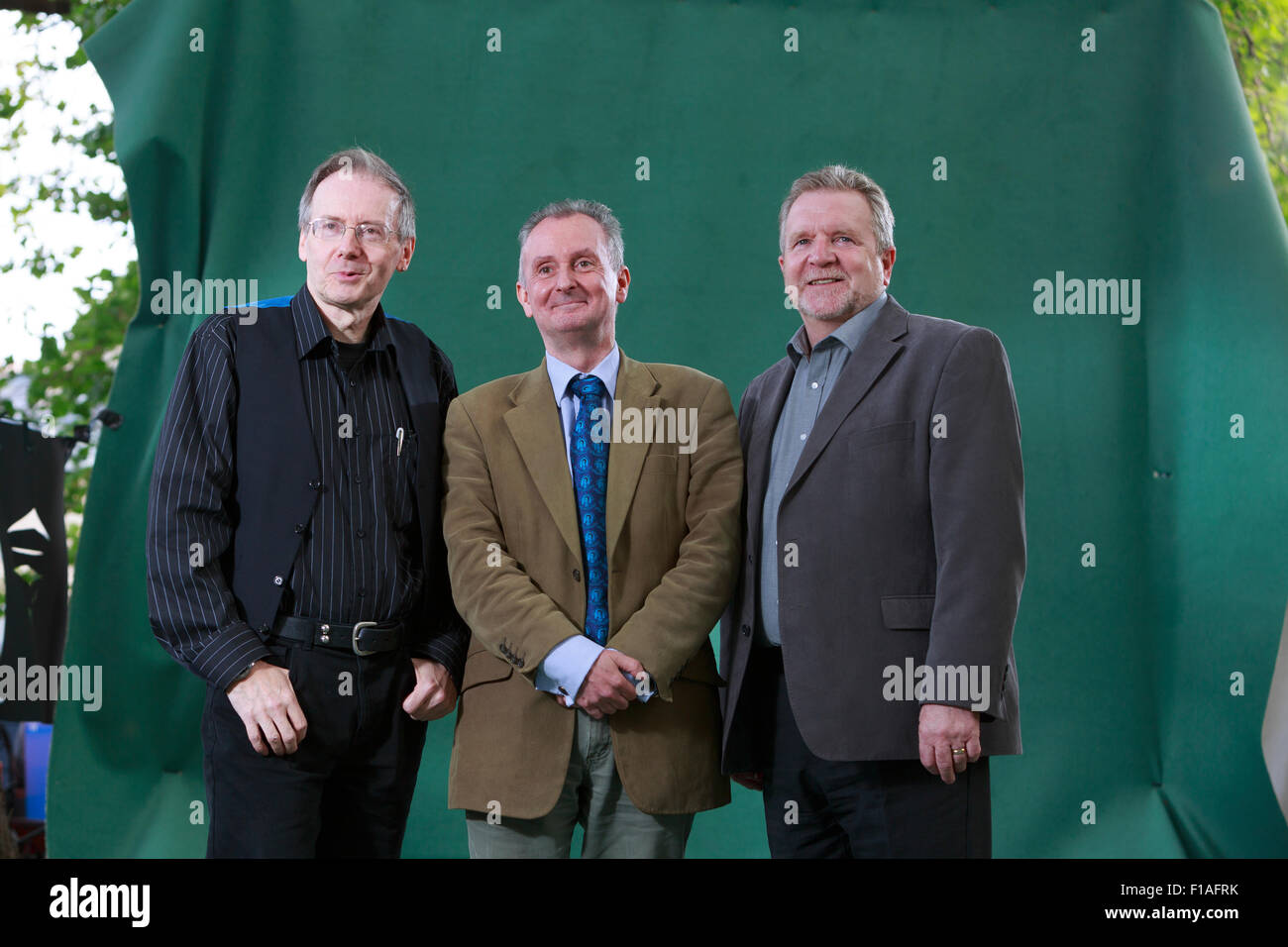 Edinburgh. UK. 31st August. Edinburgh International Book Festival. Day 17 Edinburgh International Book Festival takes place in Charlotte Square Gardens. Pictured Jerry Brannigan, John McShane and David Alexander. Pako Mera/Alamy Live News Stock Photo