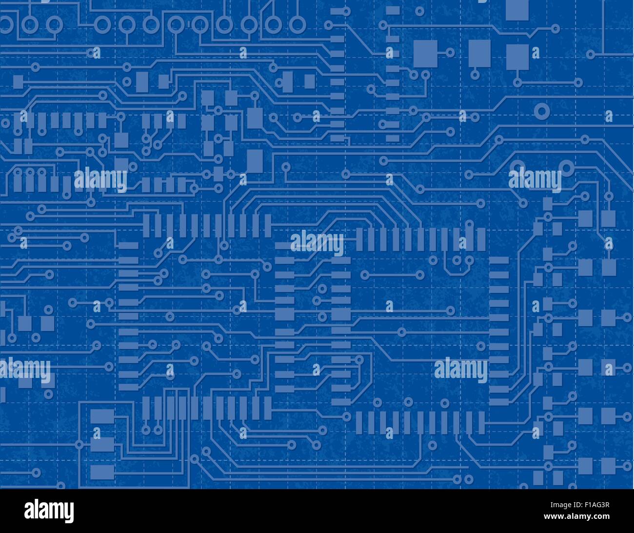 Circuit Board on a Blueprint Background Stock Vector