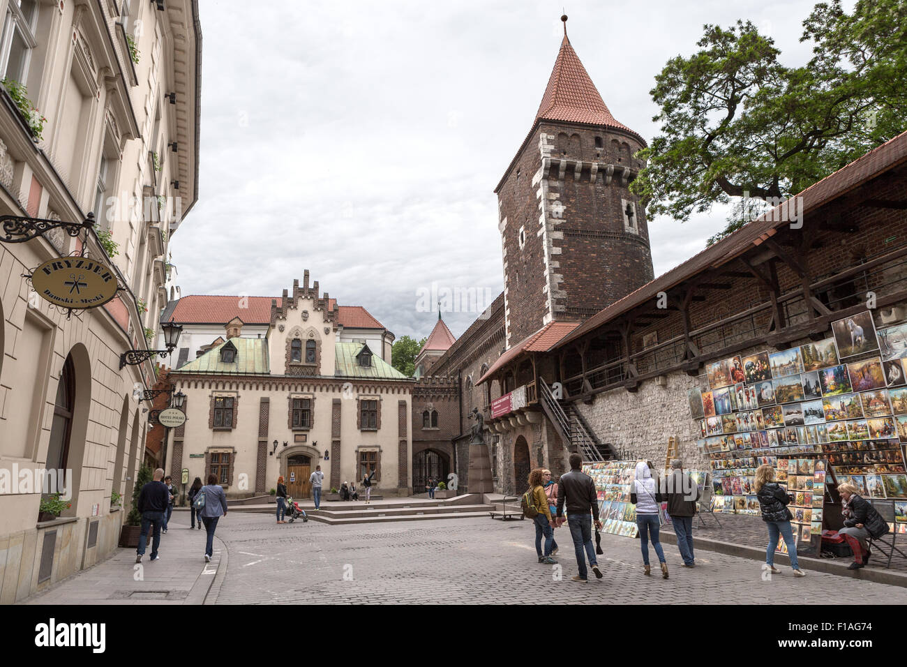 Art gallery by Florian Gate, Florianska Street, Krakow, Poland Stock Photo Alamy