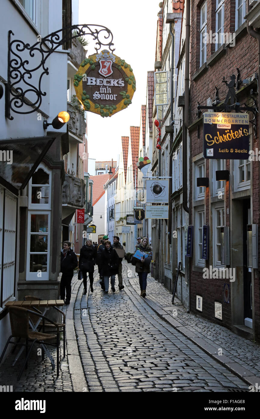 Bremen, Germany, the street of the same name Schnoor Old Quarter Stock Photo