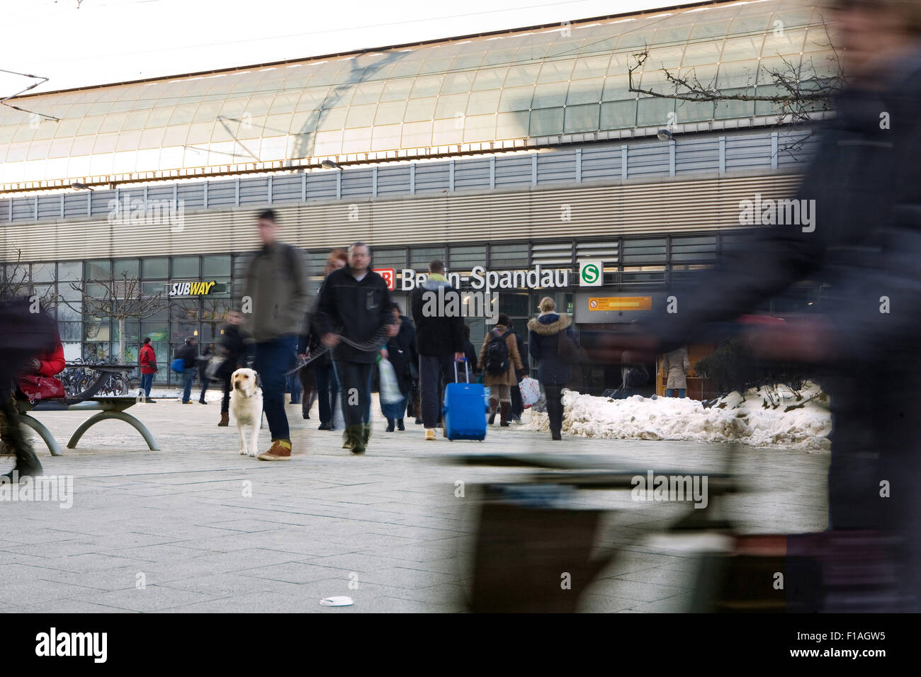Berlin, Germany, forecourt of the railway station Berlin-Spandau Stock Photo