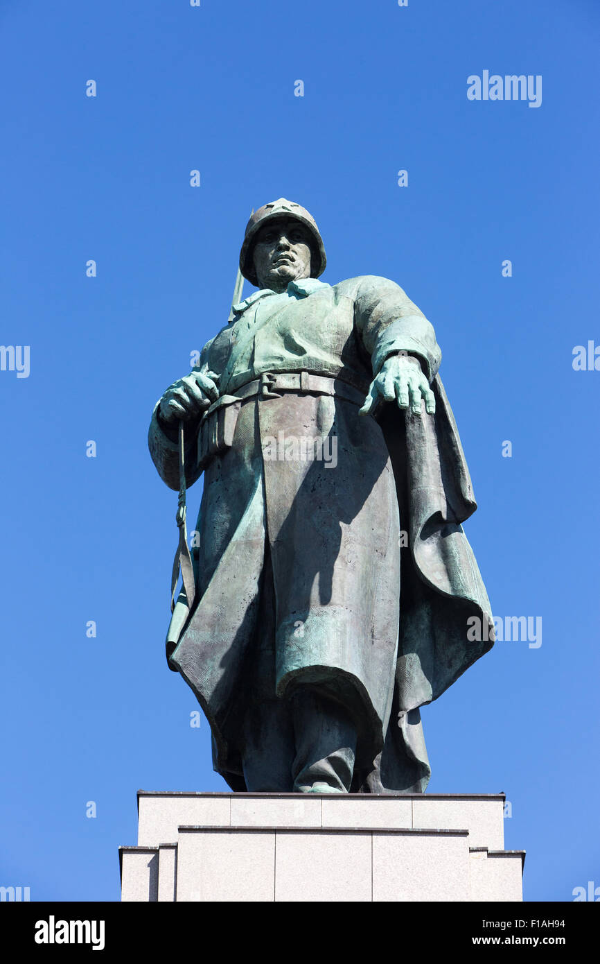 Berlin, Germany, the statue of the Red Army at the Soviet War Memorial in the Tiergarten Stock Photo