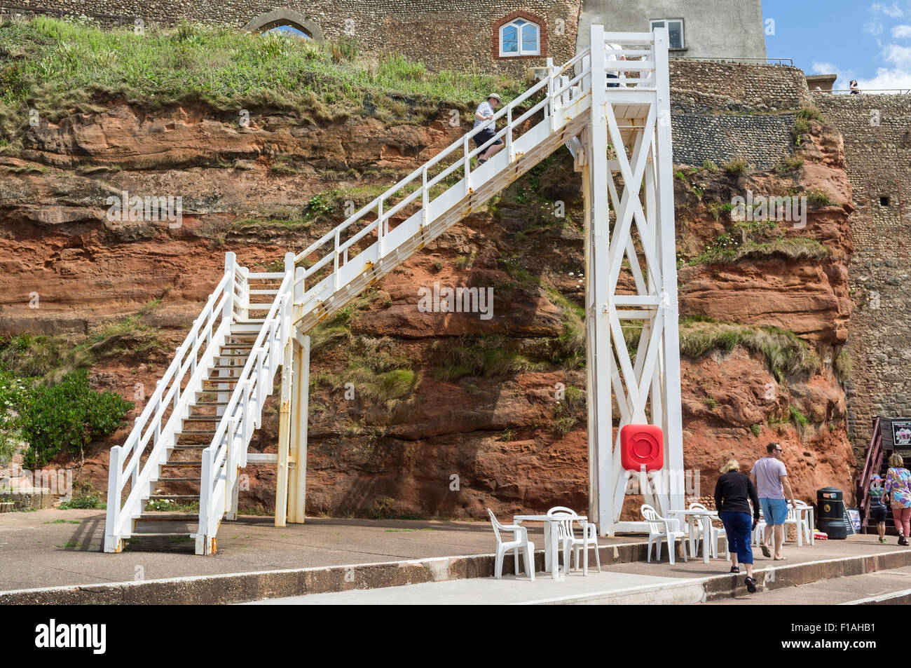 The unique Jacobs Ladder at Sidmouth in Devon. Stock Photo