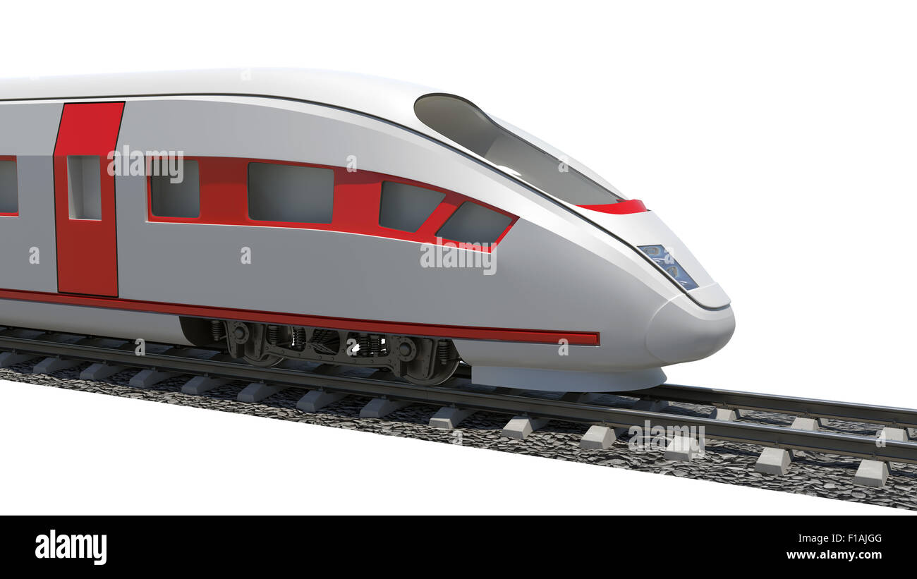 Modern train on white Stock Photo - Alamy