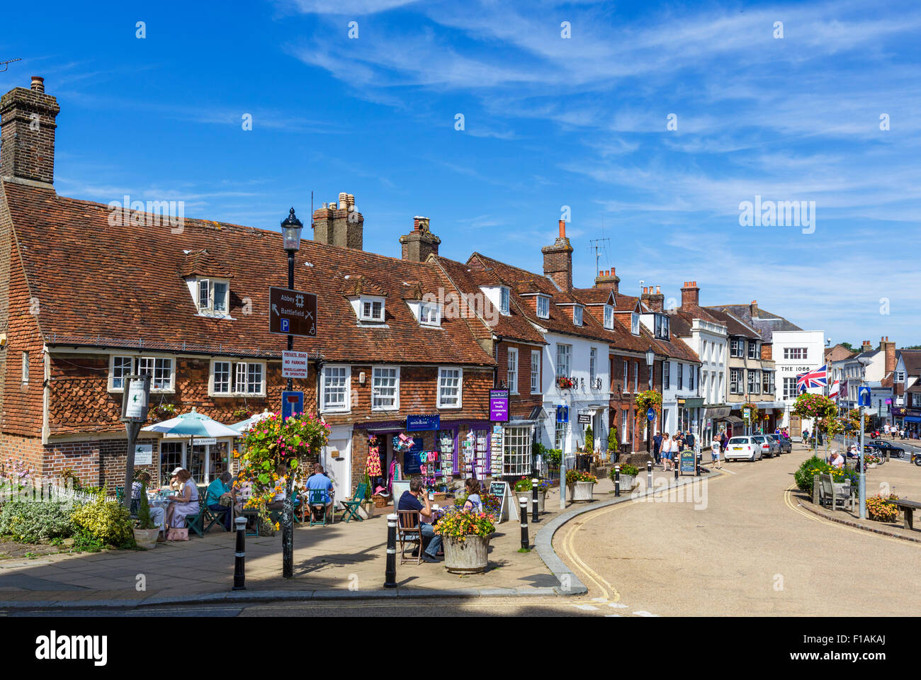 The High Street in Battle, site of the Battle of Hastings, East Sussex England, UK Stock Photo