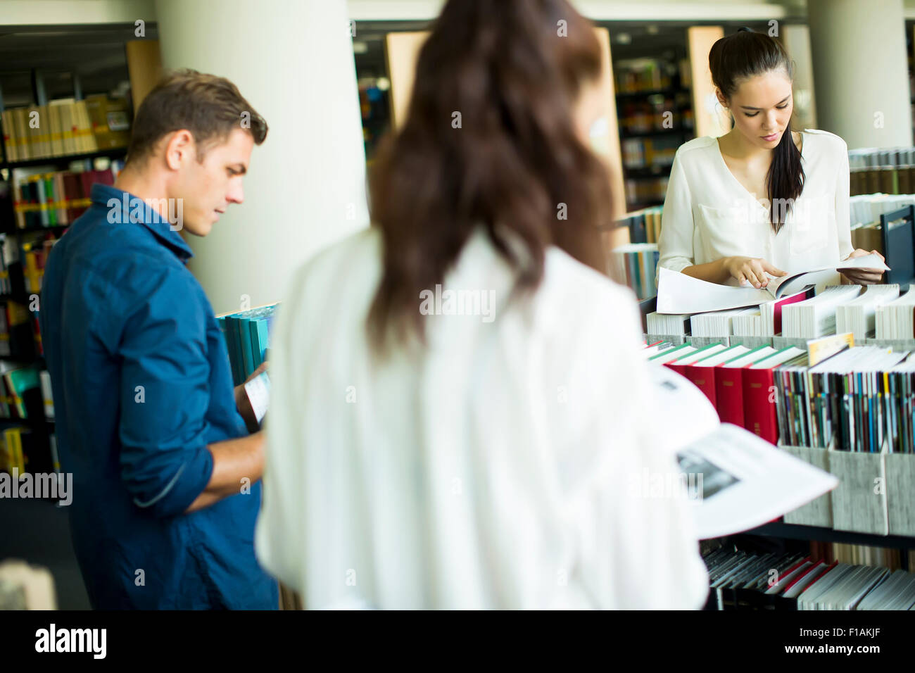 Student Researching Library Books Stock Photos & Student Researching