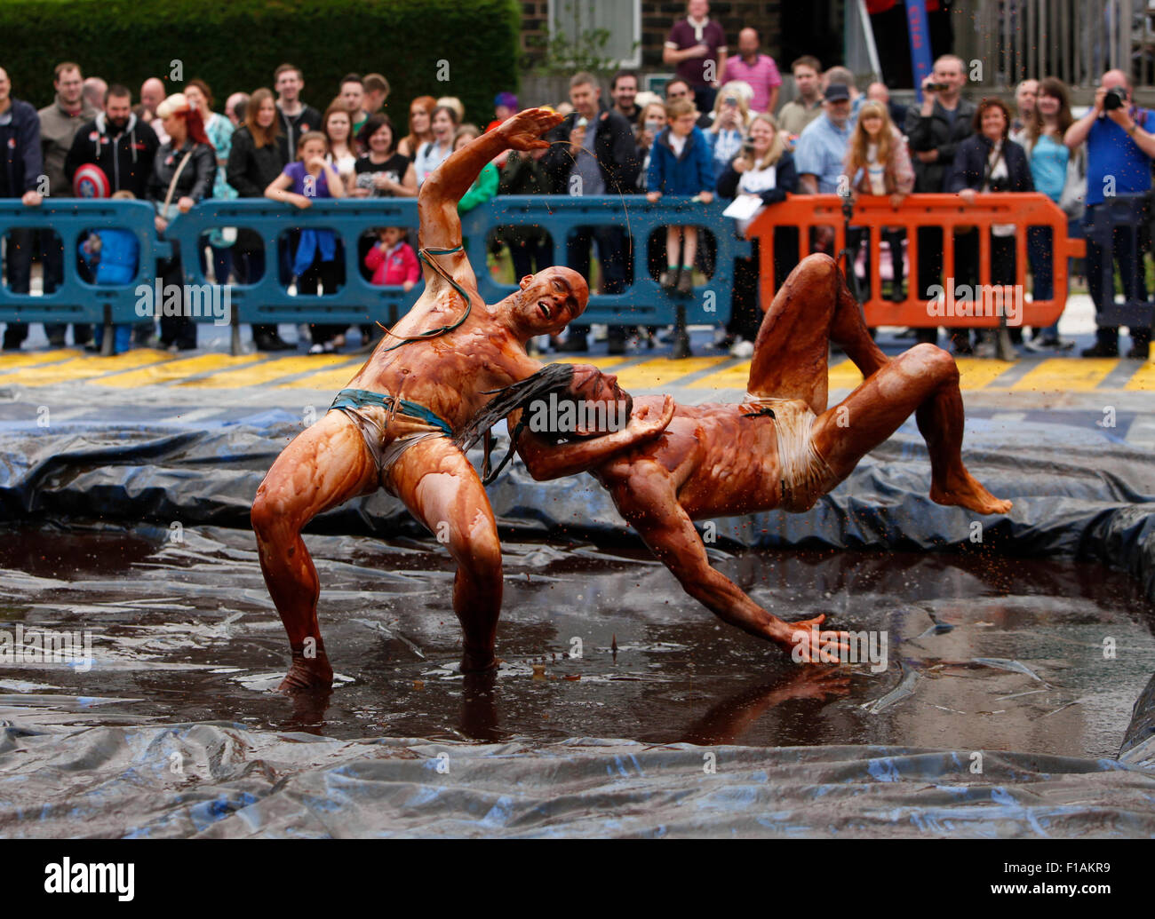 31.08.2015. Stacksteads, Lancashire, England. World Gravy Wrestling