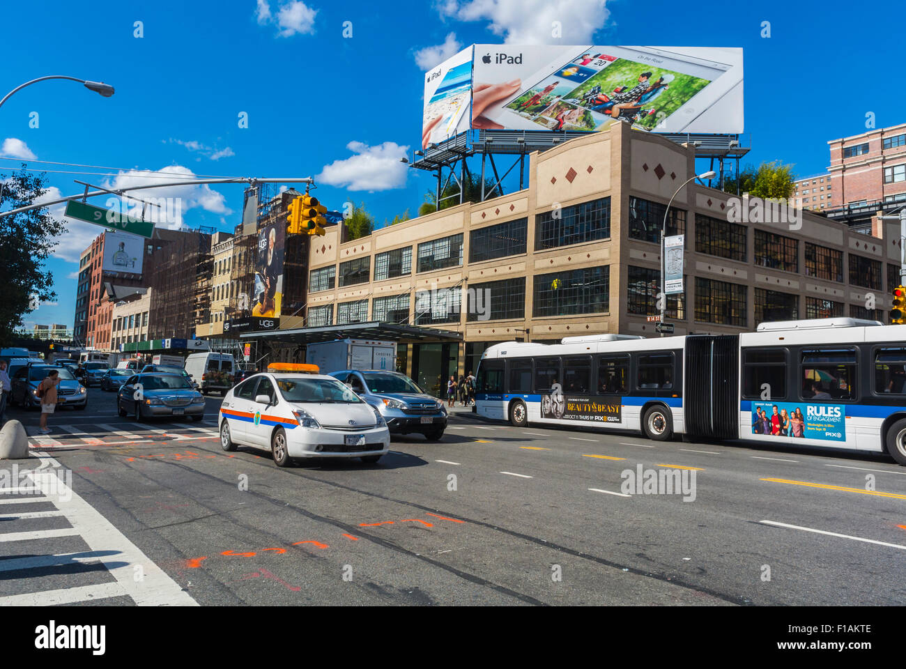 New York City, USA, 'Apple Corporation' Busy Street Scenes, Traffic in Manhattan, Meat packing District, Stock Photo