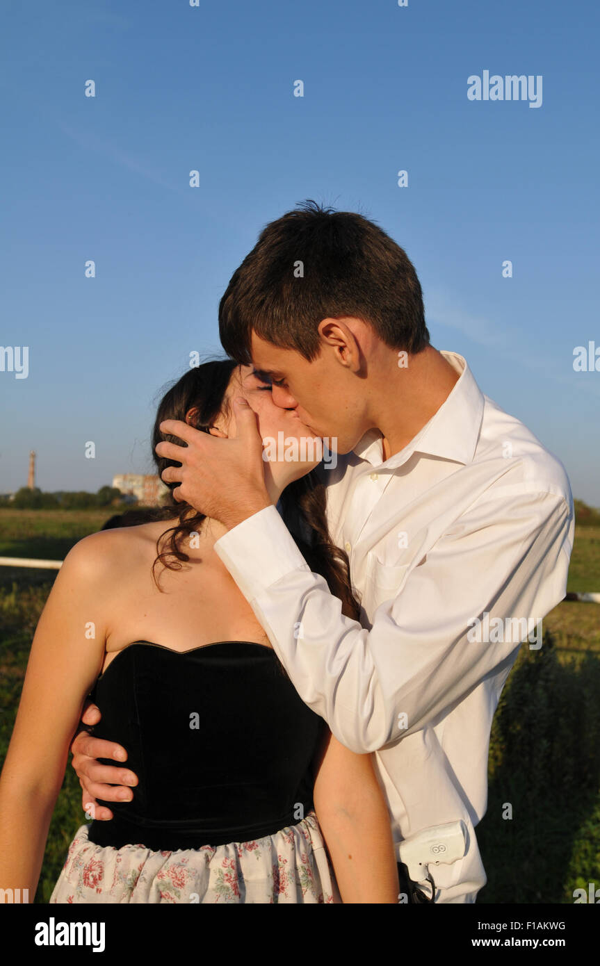 Loving couple outdoor portrait Stock Photo