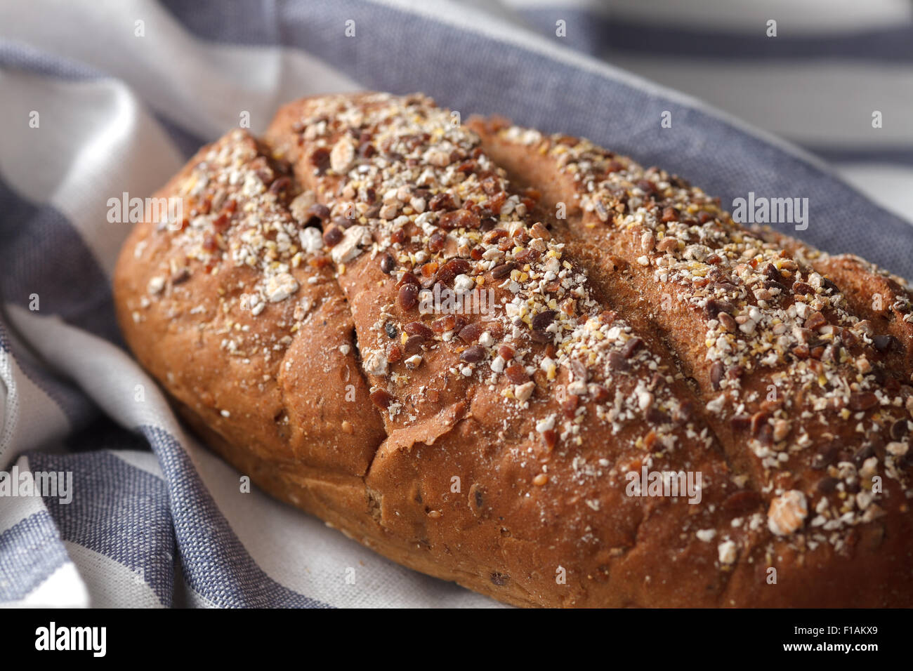 Dark multigrain bread fresh baked rustic breakfast food Whole grain