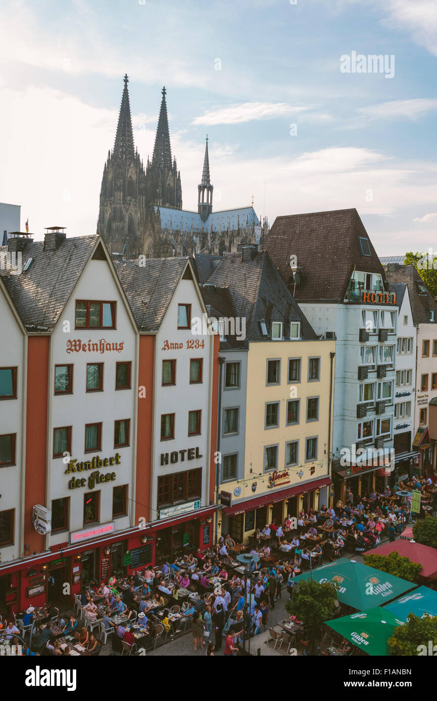 Germany, North Rhine-Westphalia, Cologne, Old town, View to Cologne Cathedral Stock Photo