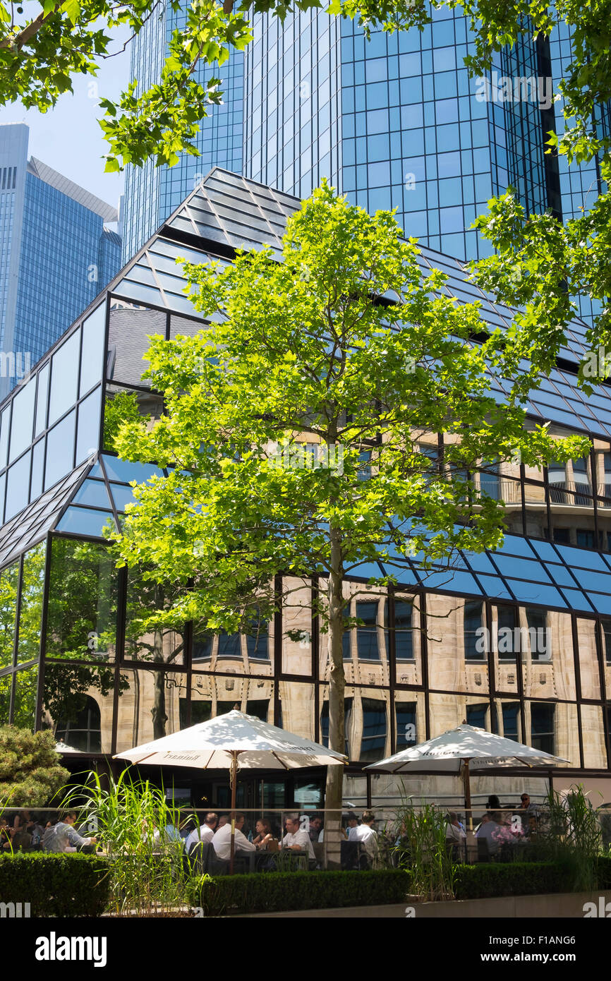 Germany Frankfurt Restaurants At Deutsche Bank Twin Towers Stock