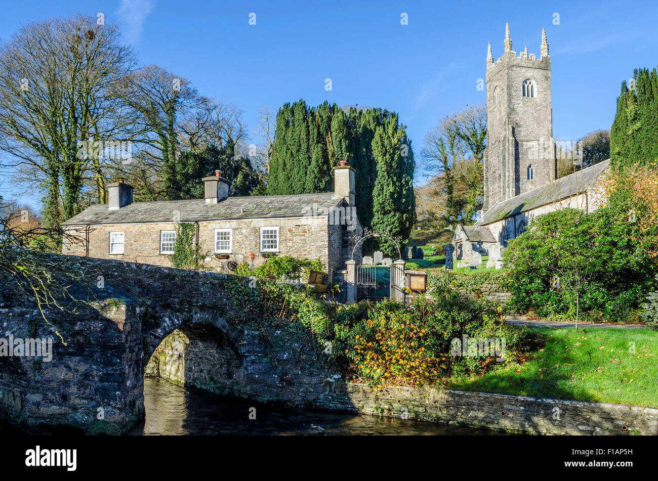 The village of Altarnun on the edge of Bodmin moor in Cornwall, England, UK Stock Photo