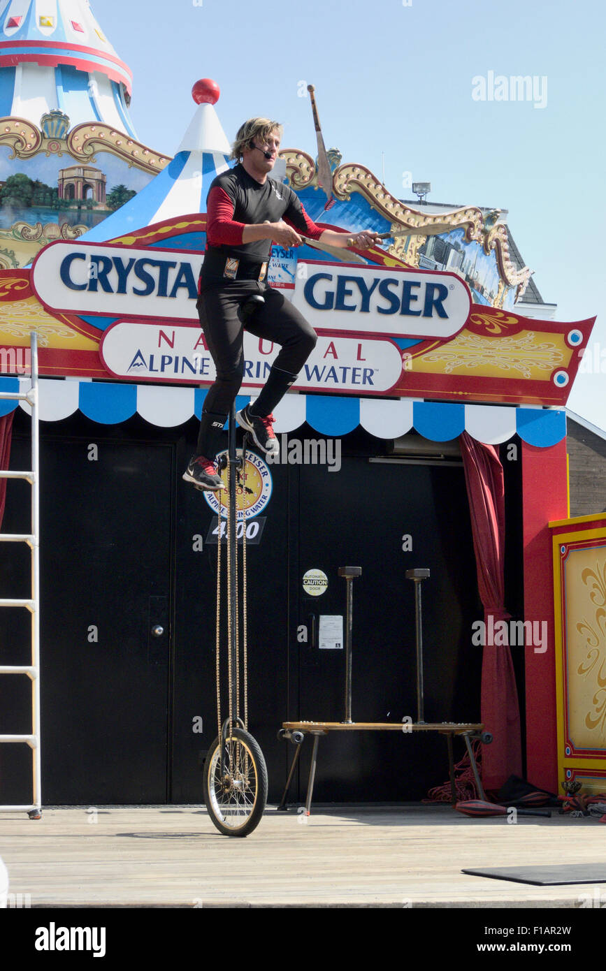 Juggler on a unicycle Stock Photo Alamy