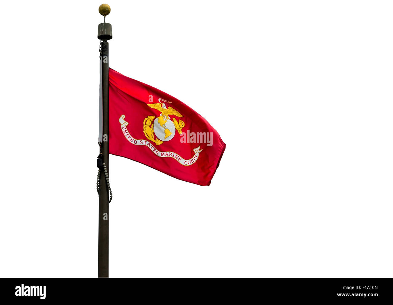 U.S. Marine Corps flag on a white background. Stock Photo