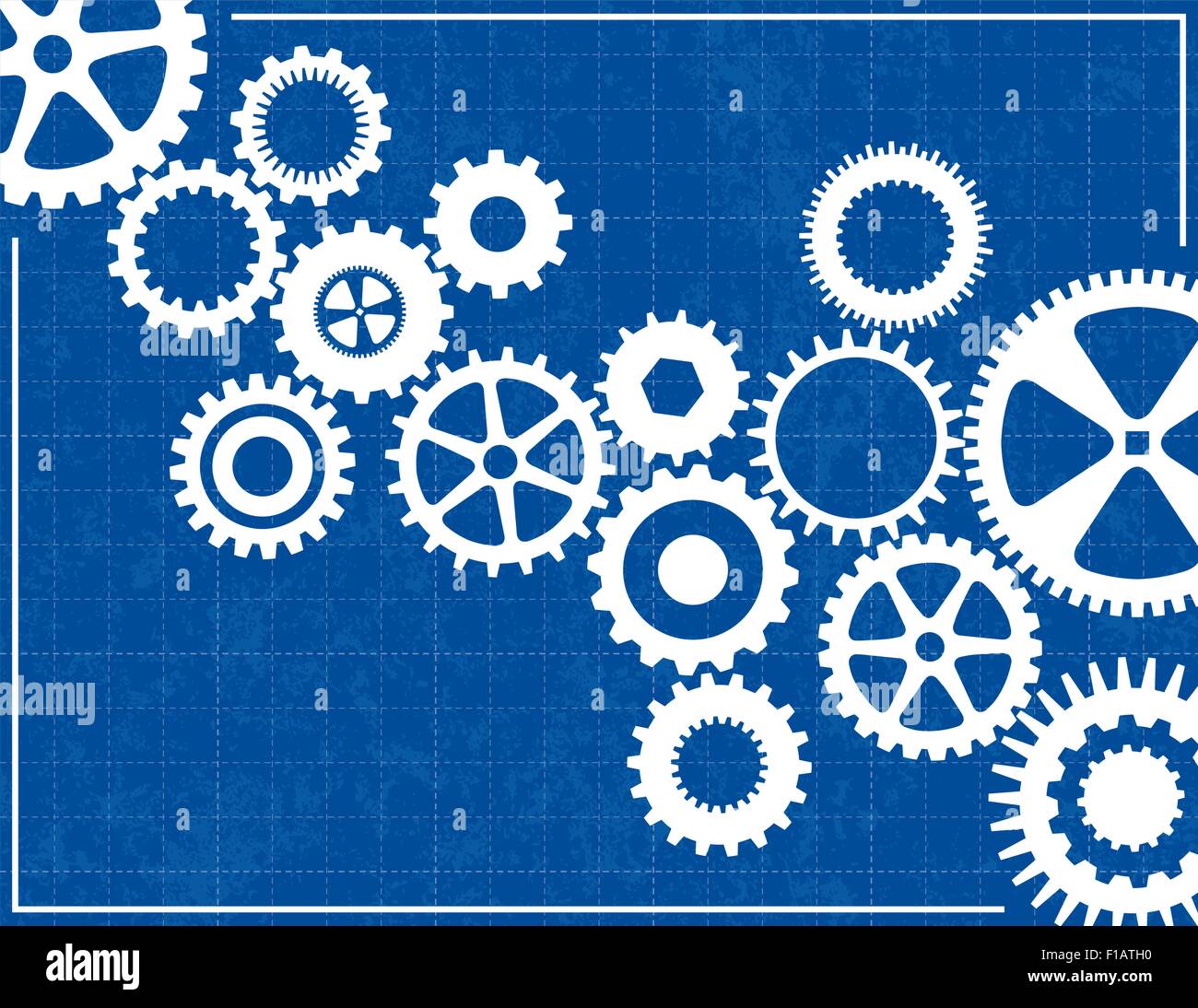 Blueprint Background with cogs Stock Vector