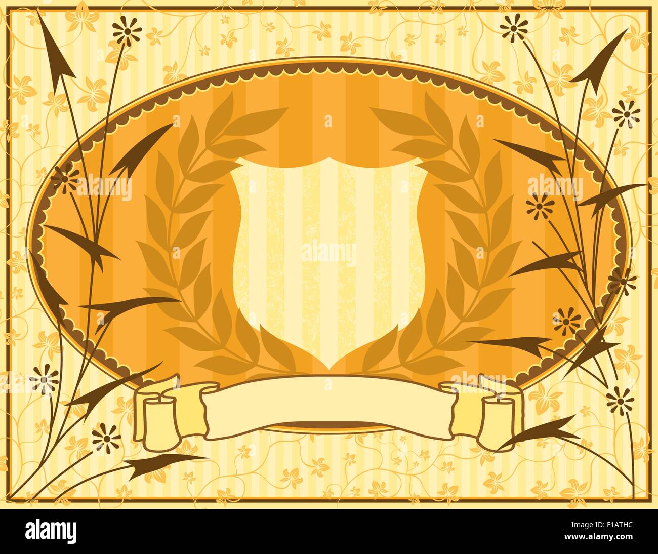 Decorative background with shield and floral elements Stock Vector ...