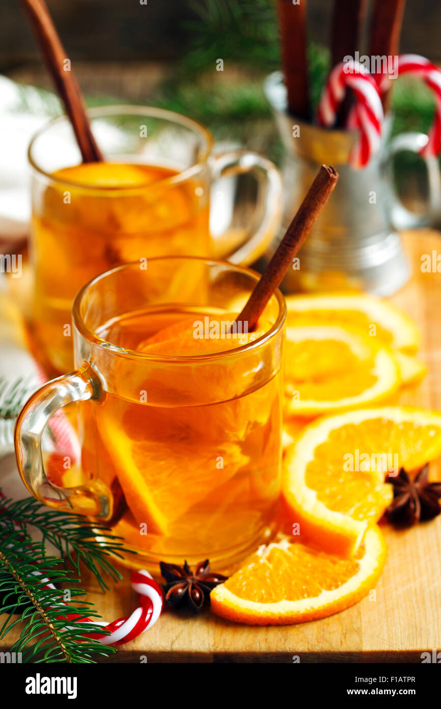 Hot apple cider in a glass cup Stock Photo Alamy