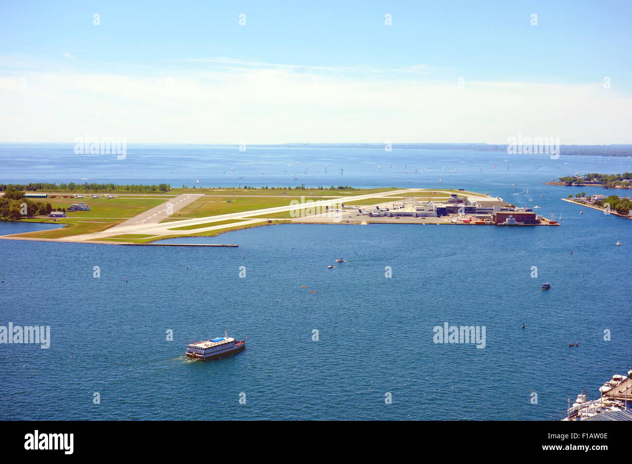 View of Lake Ontario and Toronto Island airport in Toronto, Canada Stock Photo