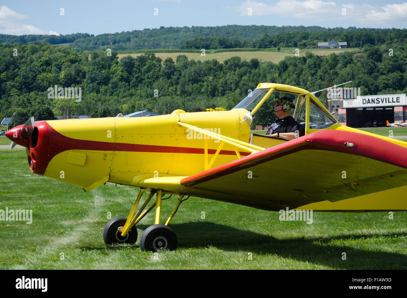 Tow plane being positioned to take next sailplane into air. Stock Photo