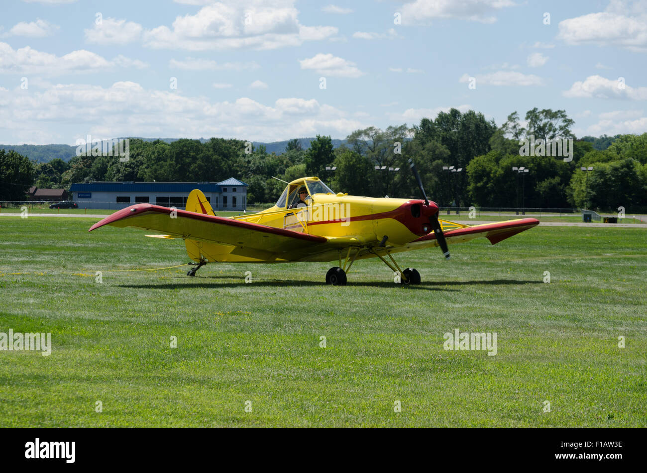 Sailplane being towed to lift off. Stock Photo