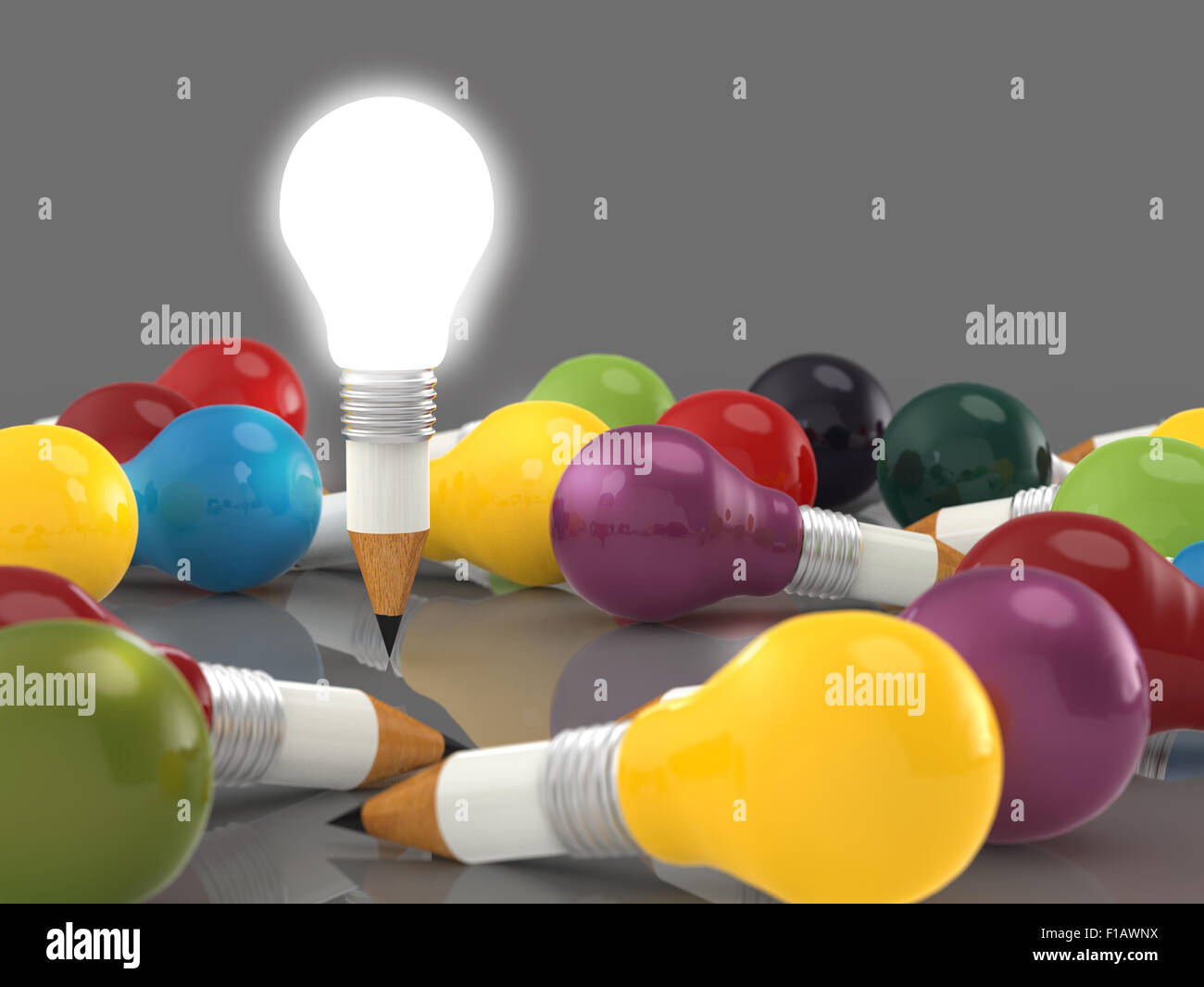drawing idea pencil and light bulb concept creative and leadership ...