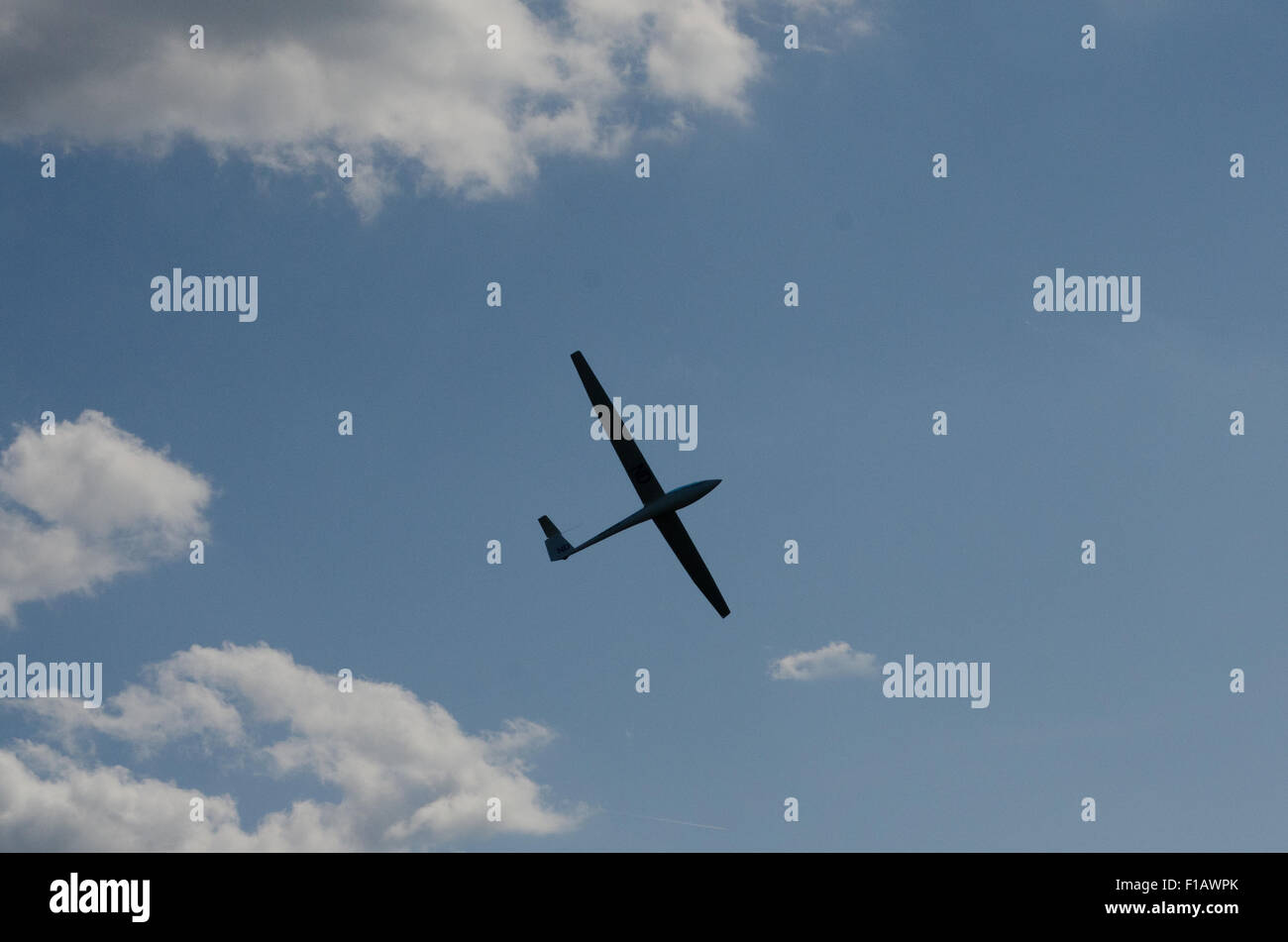 Sailplane makes approach to touch down. Stock Photo