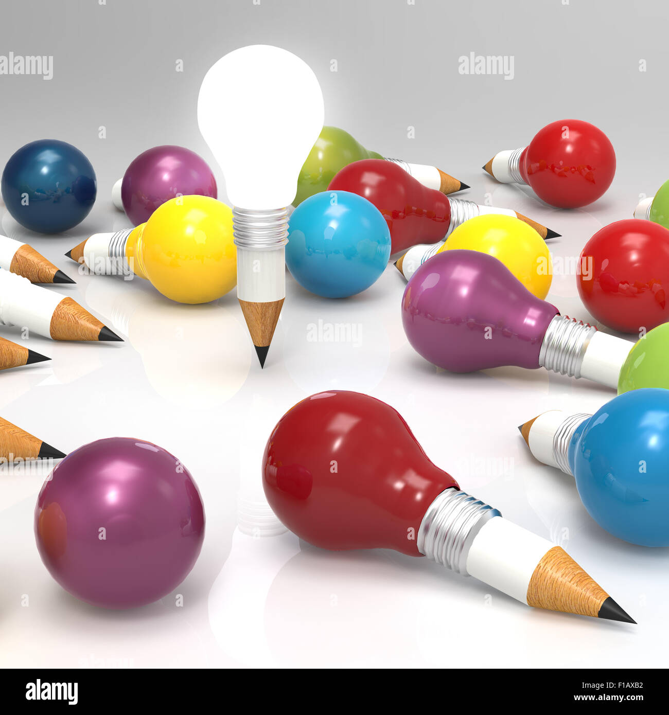 drawing idea pencil and light bulb concept creative and leadership ...