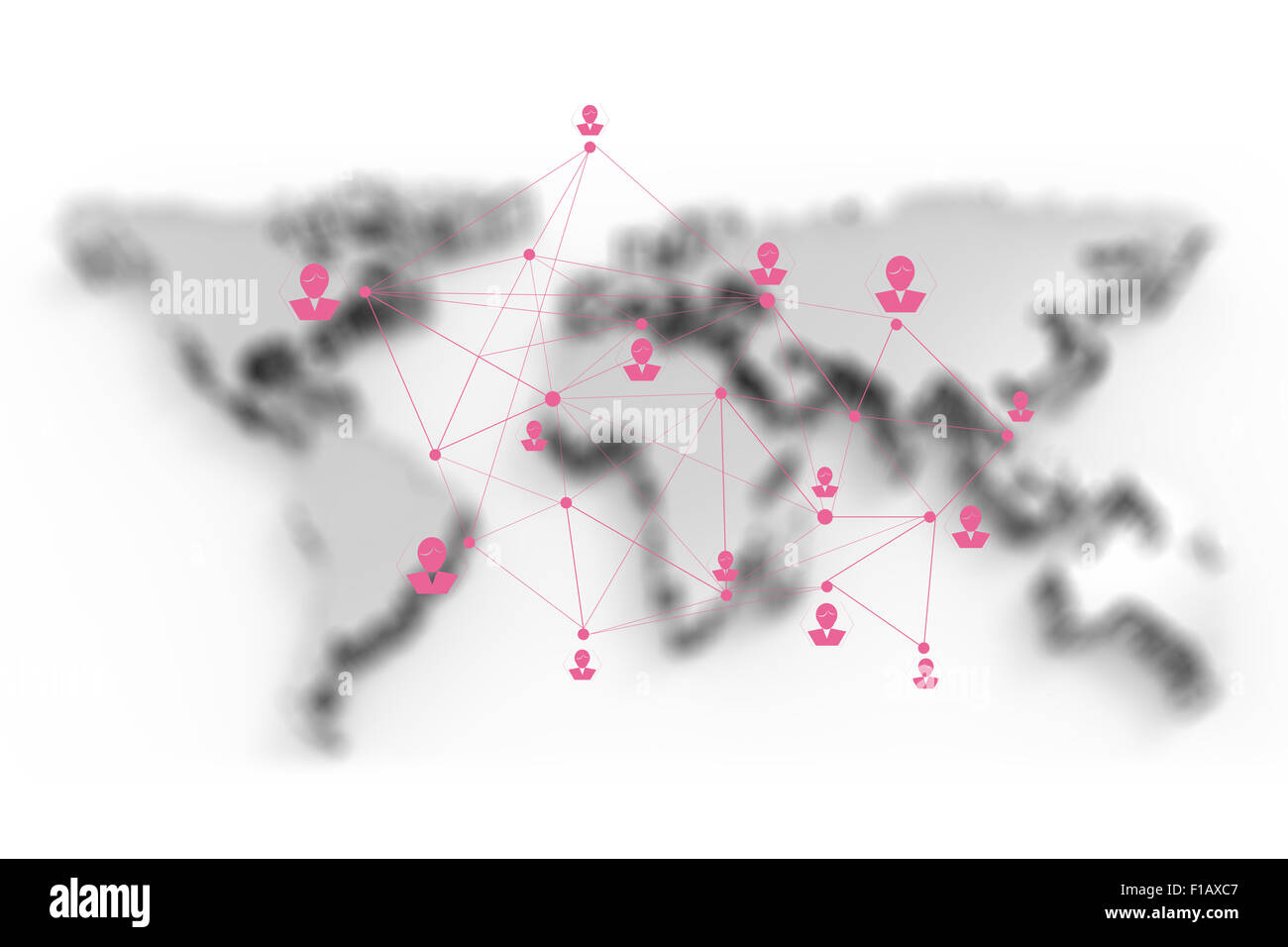 social network human 3d on world map as concept Stock Photo - Alamy
