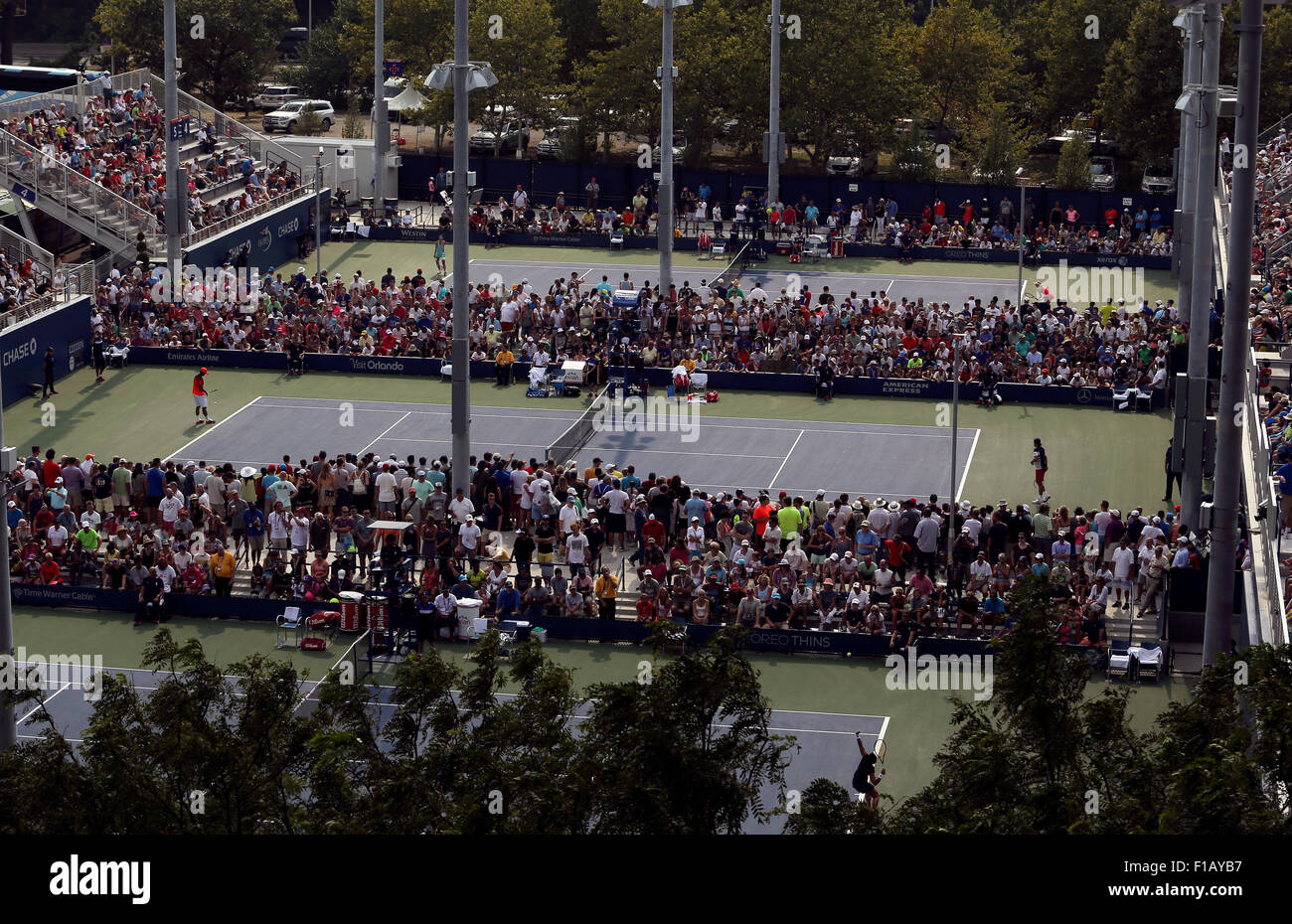 New York, USA. 31st Aug, 2015. Crowds enjoying the first day of play at the U.S. Open in Flushing Meadows, New York on Monday, August 31st. Credit:  Adam Stoltman/Alamy Live News Stock Photo