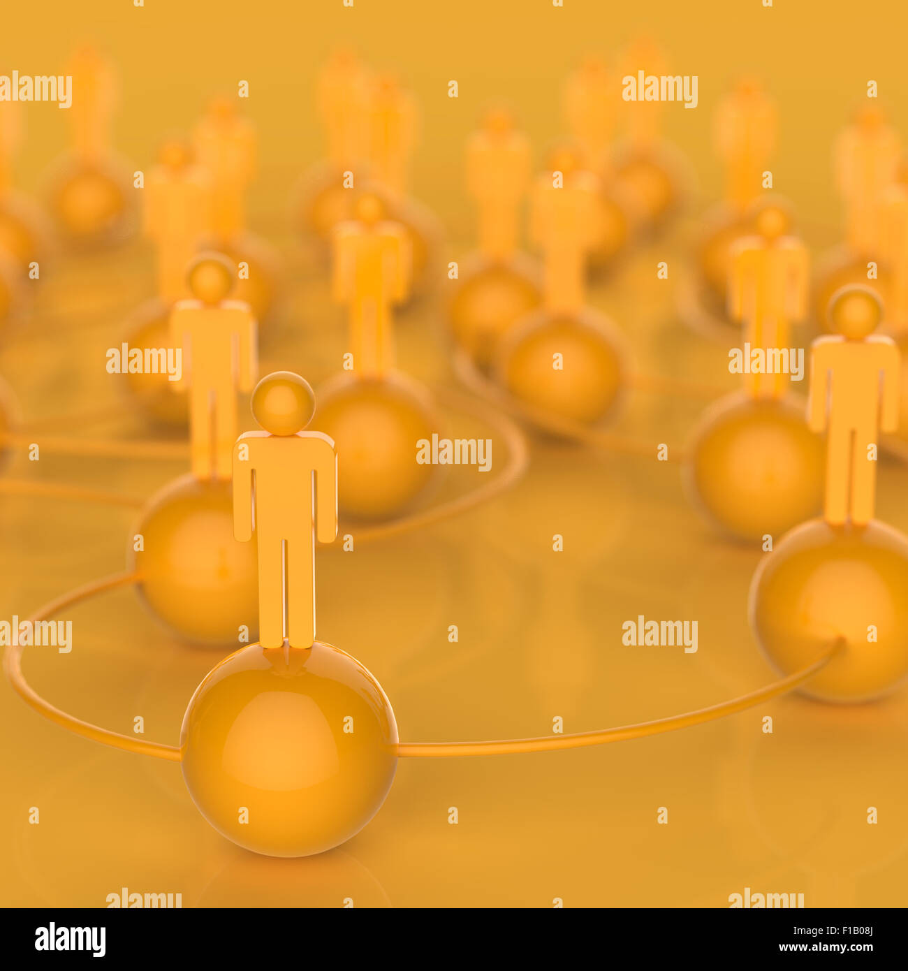 3d yellow human social network and leadership as concept Stock Photo