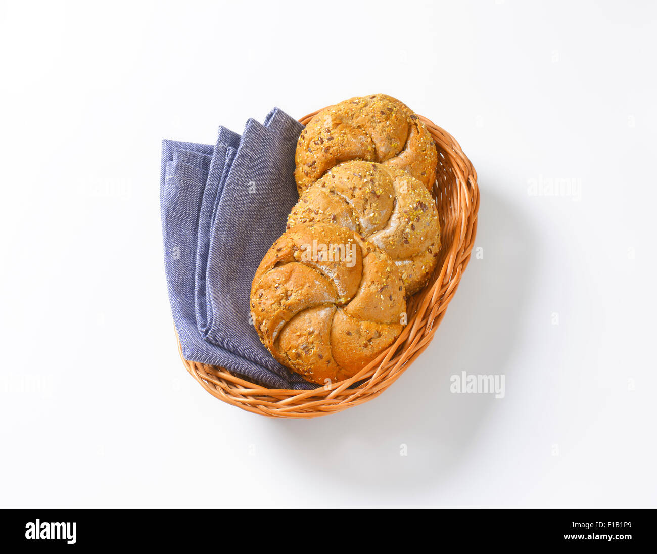 whole wheat bread buns in basket Stock Photo Alamy
