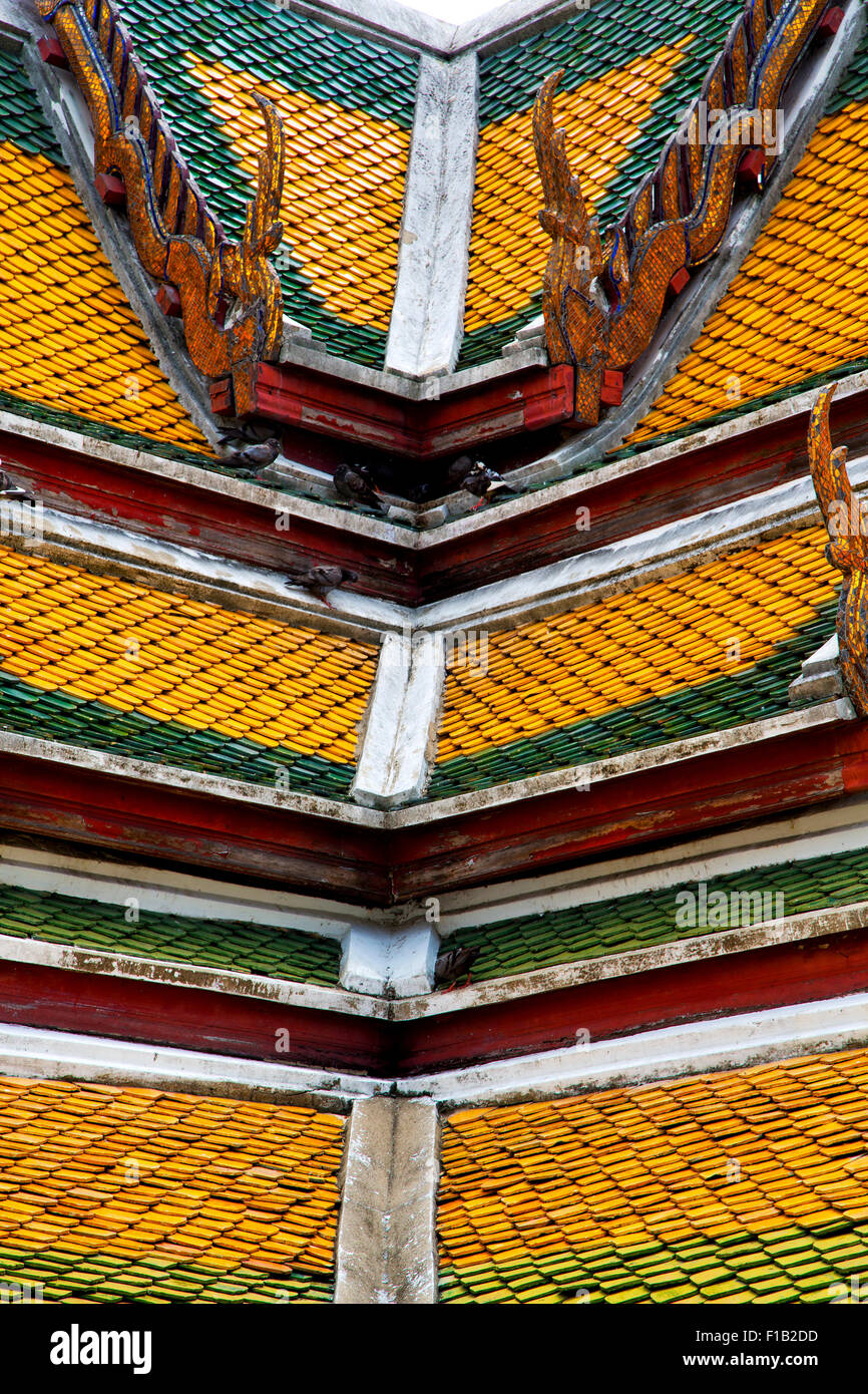 asia bangkok in temple thailand abstract cross colors roof wat and ...