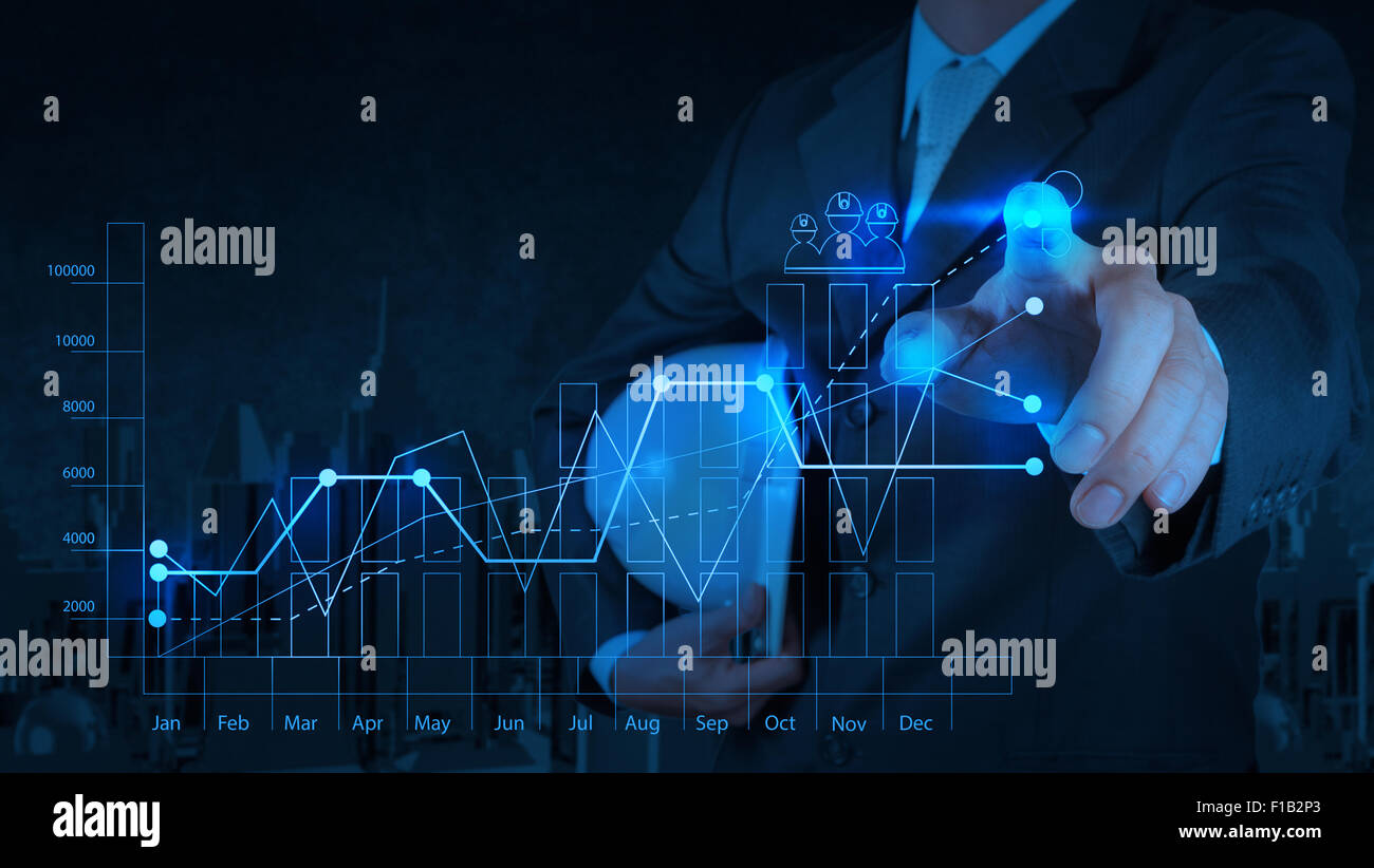 engineer hand working with a touch screen interface as success concept ...