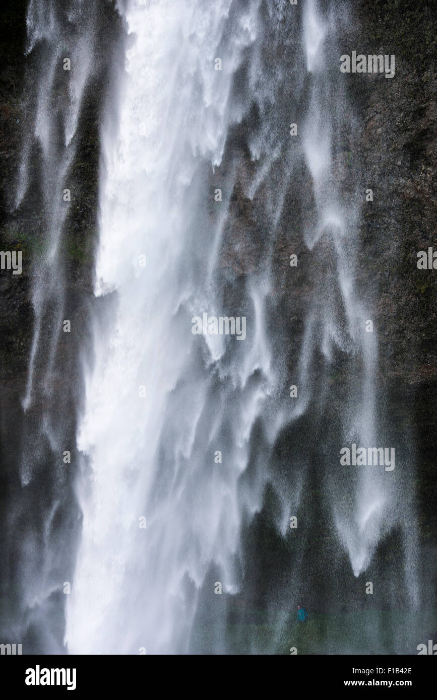 Detail of the falling water in Seljalandsfoss Waterfall, Iceland Stock ...