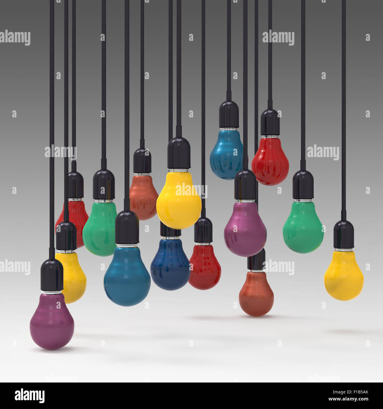 creative idea and leadership concept 3d colors light bulb Stock Photo ...
