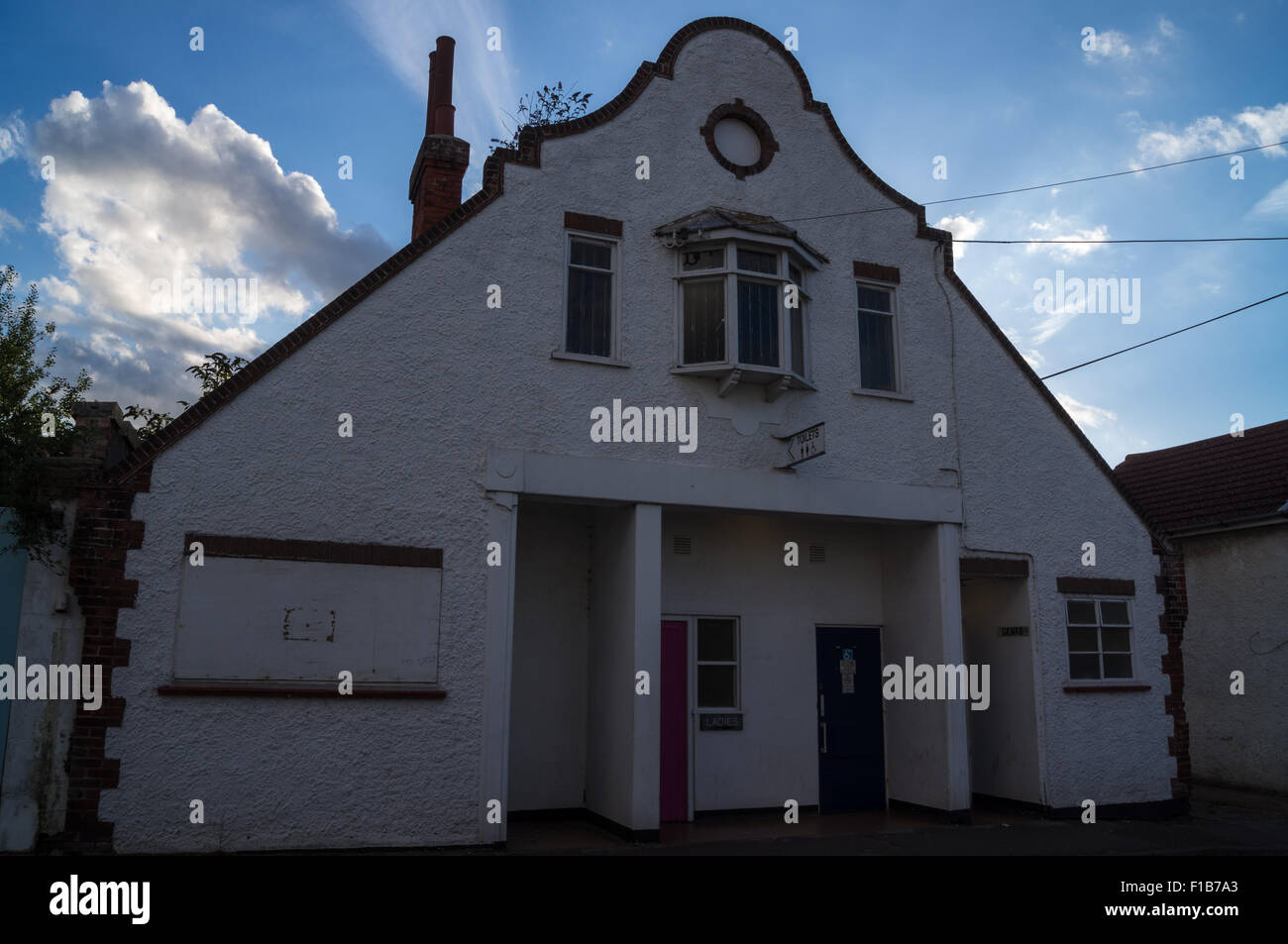 Public toilets in a Dutch gabled building,  Walton-on-the Naze, Essex, England, UK Stock Photo