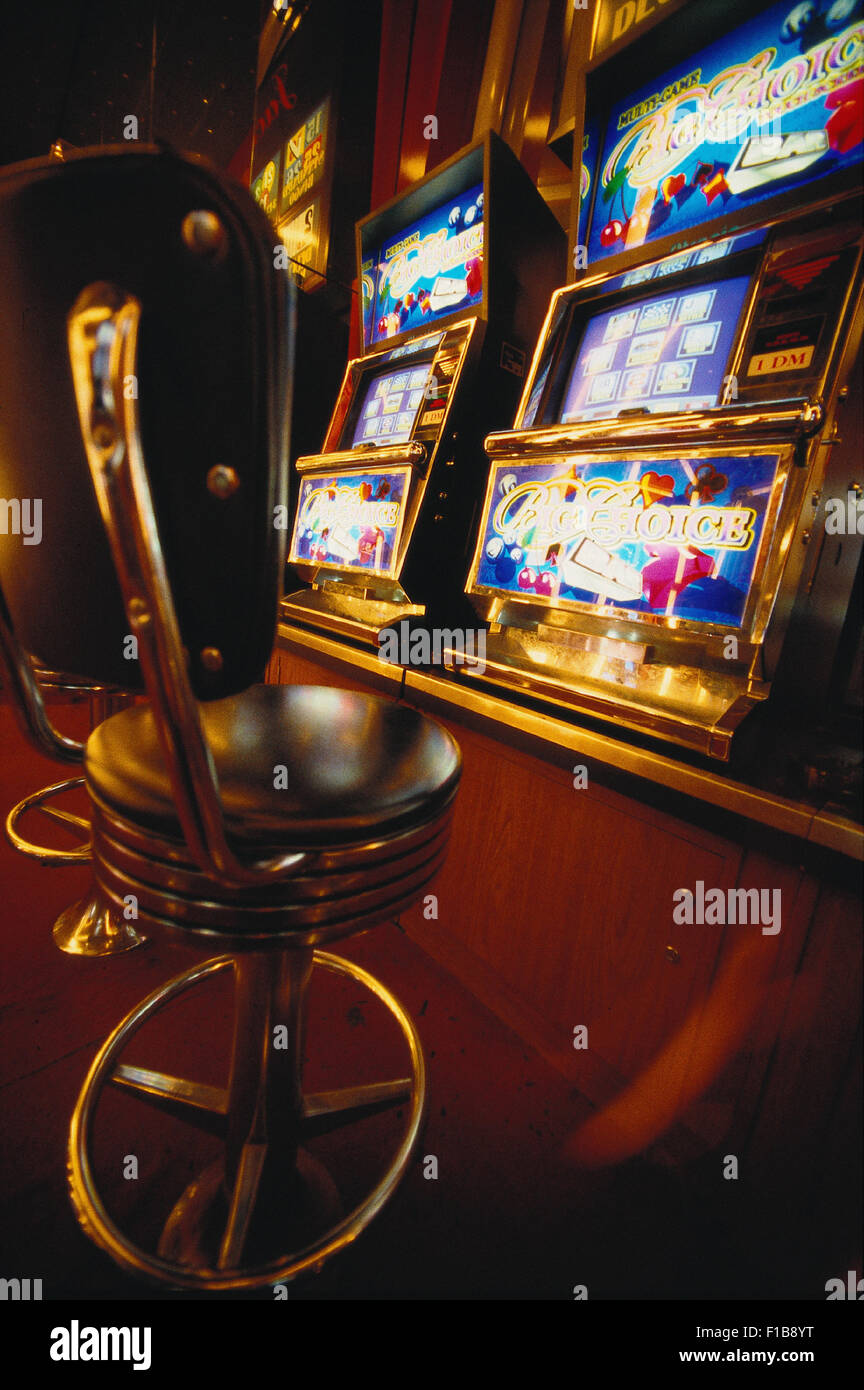 Hamburg, Germany, slot machines in an arcade Stock Photo