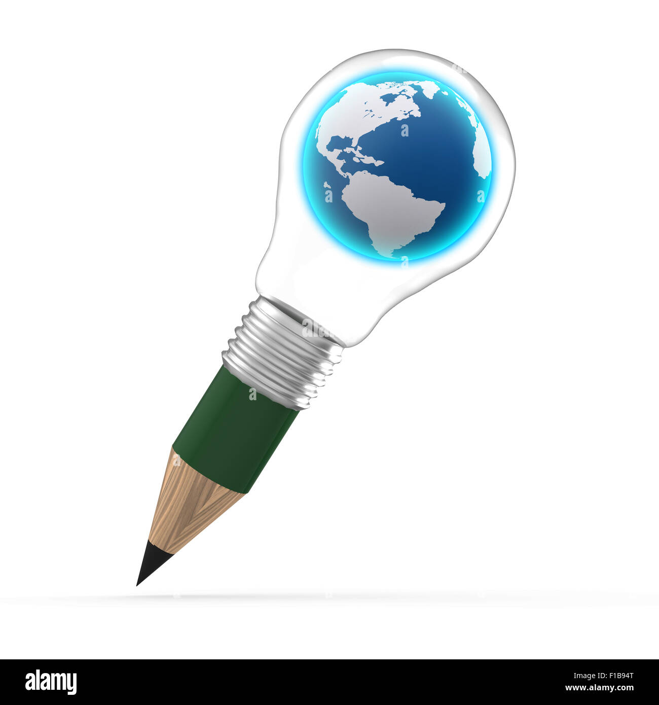 the earth inside a pencil lightbulb as creative concept Stock Photo