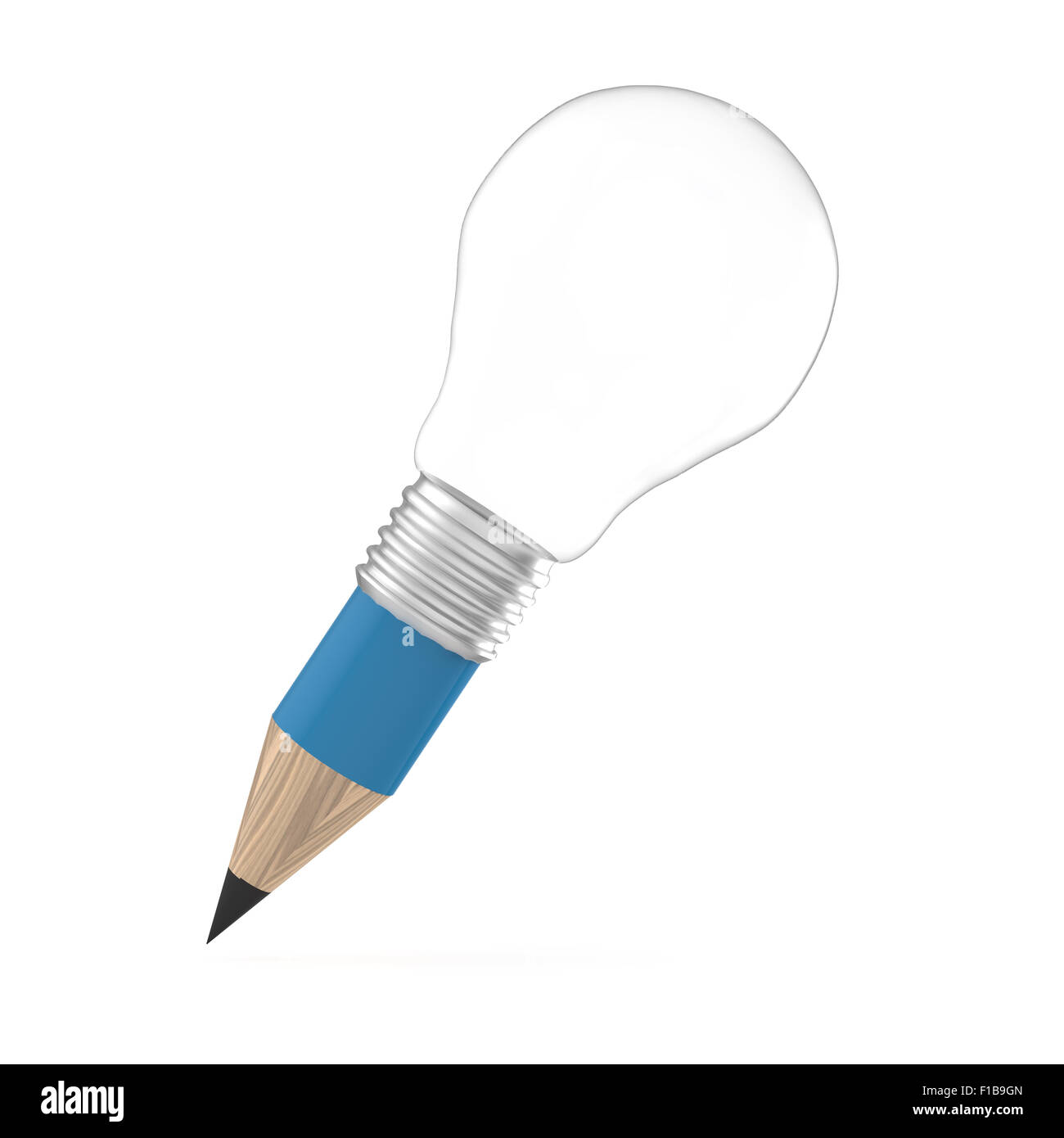 blank 3d creative pencil lightbulb as concept creative and add your word Stock Photo