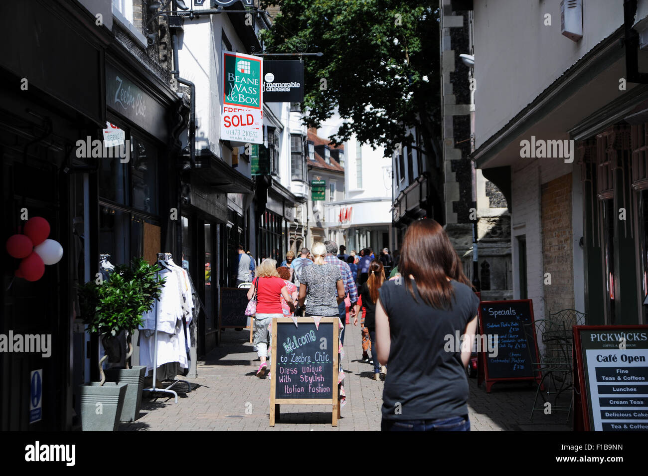 Ipswich Suffolk UK - Shopping in the town centre Stock Photo