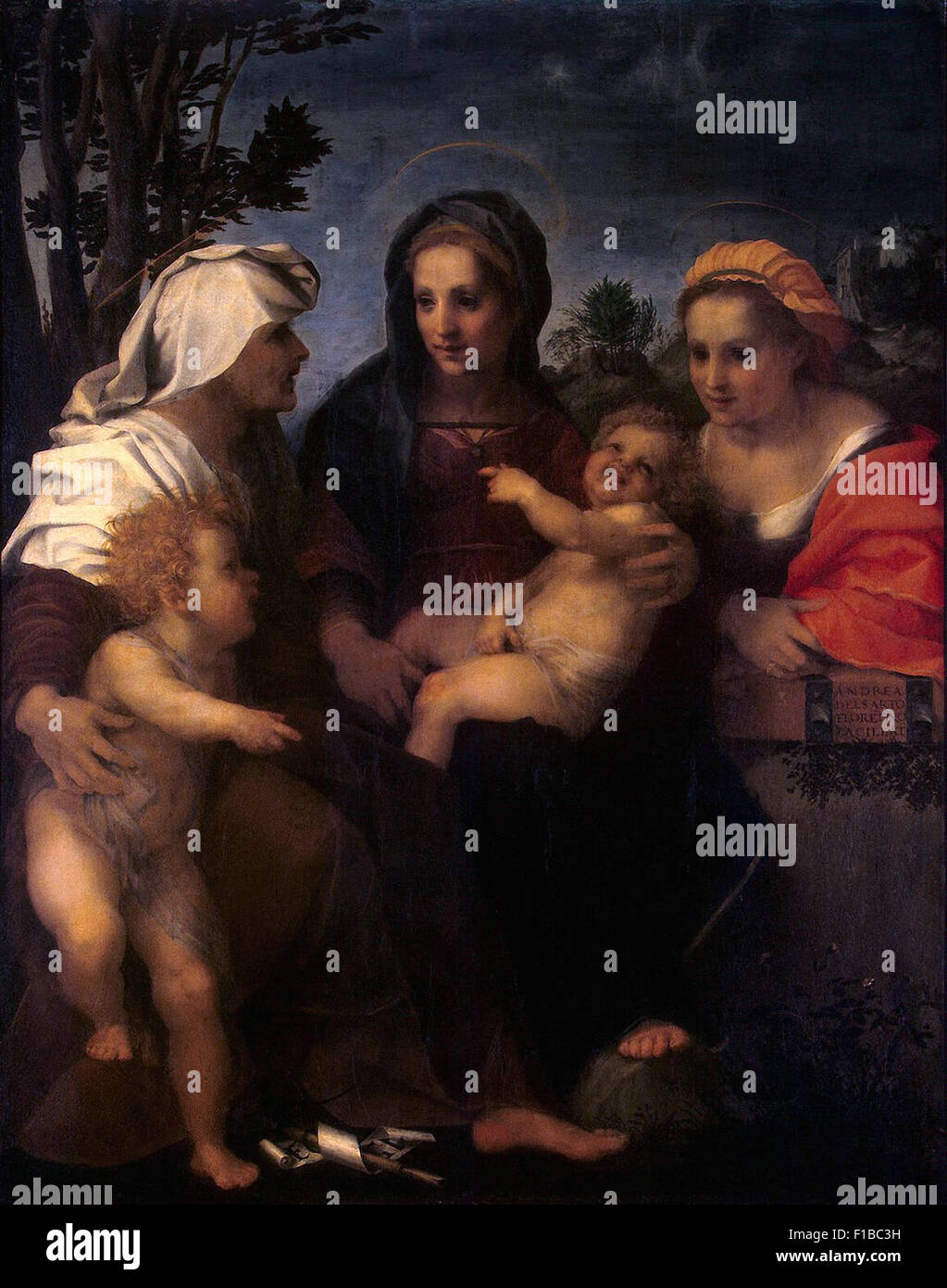 Andrea del Sarto - The Virgin and Child with Saint Catherine, Saint Elizabeth and Saint John the Baptist Stock Photo