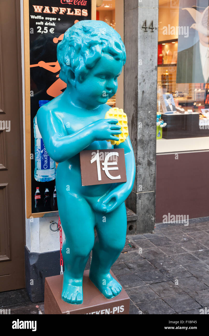Manneken Pis copy sculpture in Brussels, Belgium Stock Photo