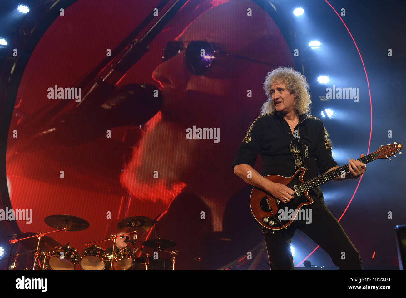 Berlin, Germany, Brian May, guitarist of Queen, at a concert in the O2 World Stock Photo