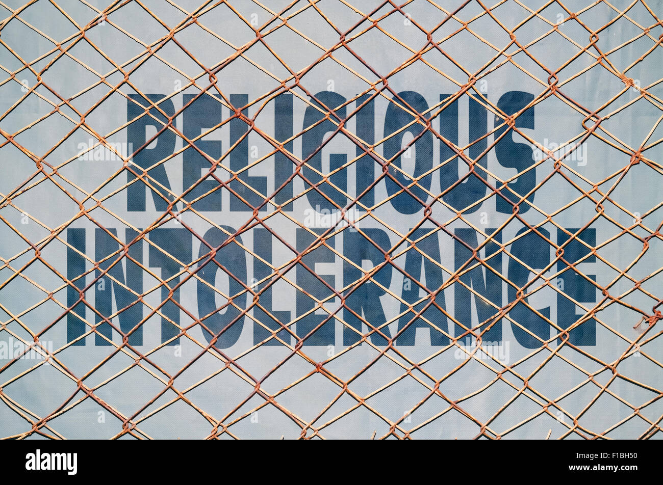 Conceptual appeal for stopping the religious intolerance and violence Stock Photo